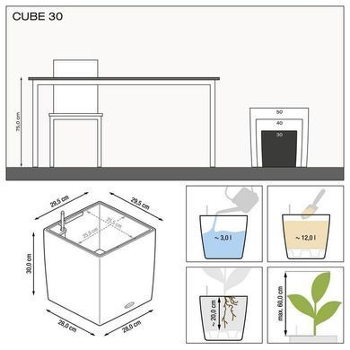 Умный горшок Lechuza CUBE Premium 30 квадратный 12л 30 x 30 см, Цвет Кофе