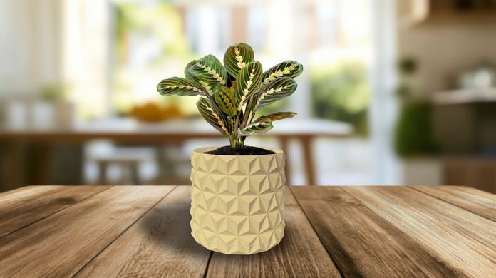 Квітковий горщик 3d, Krystar , круглий 14.5 x 13.5 cm, Колір Bej
