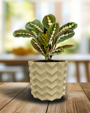 Квітковий горщик 3d, Pixelon , круглий 12 x 11 cm, Колір Bej