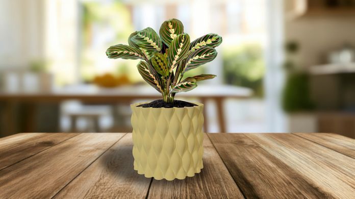 Цветочный горшок 3d, Twist Flow , круглый 11 x 10 cm, Цвет Bej
