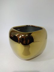 Горщик для квітів кераміка Куб 15 х 12 см, колір золото