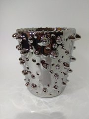 Горщик для квітів кераміка Шипи 15 х 15 см, колір сріблястий