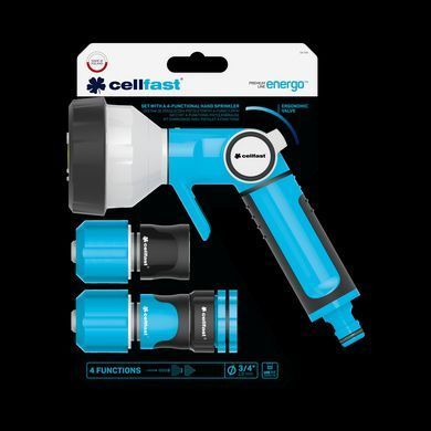 Комплект Cellfast ENERGO TSV з 4-функціональним пістолетним зрошувачем 3/4'' &ndash; надійний та зручний товар для дому та саду