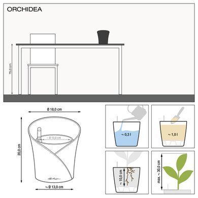 Умная орхидейница Lechuza Orchidea 20 круглая 1 л 18 x 20 см, Цвет Серый