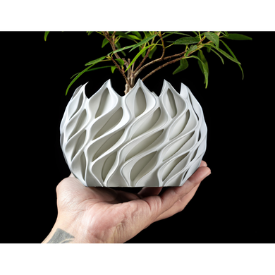 Квітковий горщик 3d Flame Premium круглий 18 x 13 cm, Колір Білий