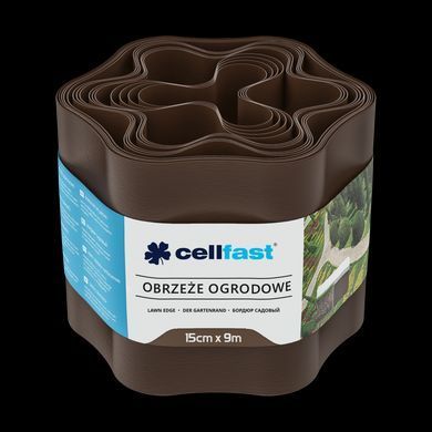Бордюр газонный волнистый Cellfast TSV коричневый 15 см x 9 м, декоративный для клумб