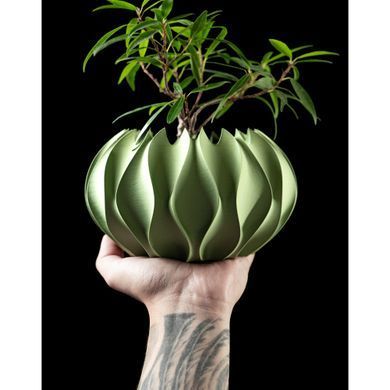 Квітковий горщик 3d Roundflower Premium круглий 19 x 11 cm, Колір Зелений