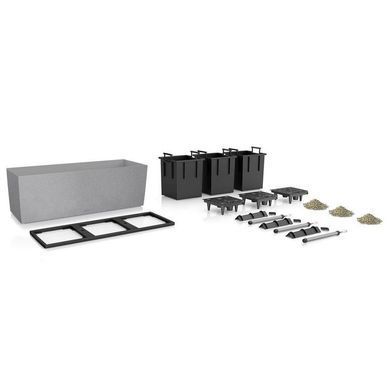 Умный горшок Lechuza Balconera 30 TRIO Stone прямоугольный 14 x 3 л 32 x 100 x 35 см, Цвет Кварцовый белый