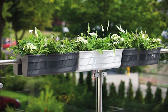 Горшок балконный на перила Form-Plastic Волна с кронштейнами 22 л 29 х 20 х 60 см, Цвет Белый