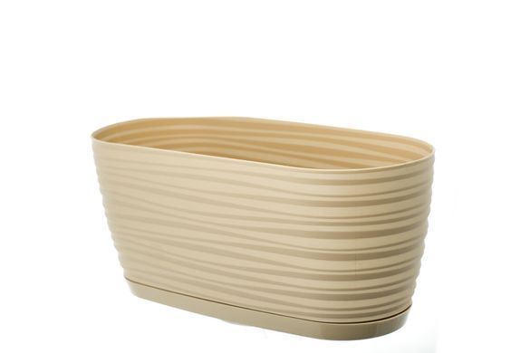Горшок для цветов Form-Plastic Сахара петит овальный с подставкой 2,65 л 13 х 11 х 27 см, Цвет Светло-Серый