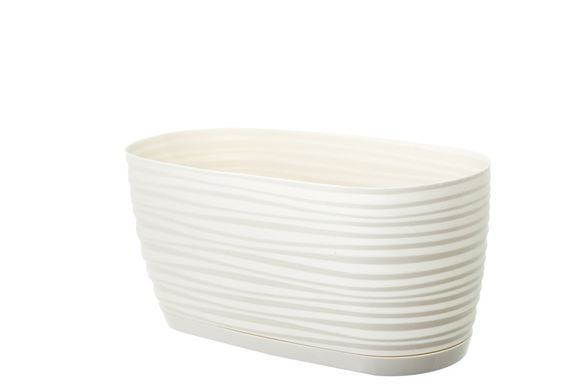 Горшок для цветов Form-Plastic Сахара петит овальный с подставкой 2,65 л 13 х 11 х 27 см, Цвет Светло-Серый