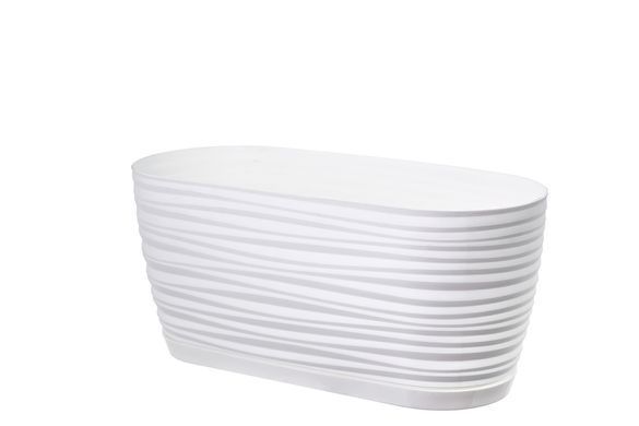 Горшок для цветов Form-Plastic Сахара петит овальный с подставкой 2,65 л 13 х 11 х 27 см, Цвет Светло-Серый