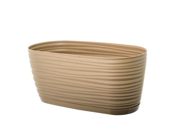 Горшок для цветов Form-Plastic Сахара петит овальный с подставкой 2,65 л 13 х 11 х 27 см, Цвет Светло-Серый