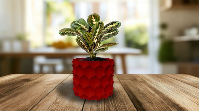 Квітковий горщик 3d, Razorix , круглий 12 x 11 cm, Колір Червоний