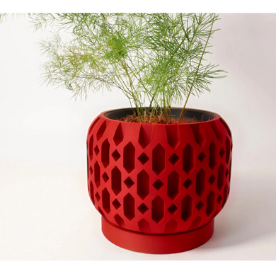 Квітковий горщик 3d Geolux Premium круглий 19 x 12.5 cm, Колір Червоний