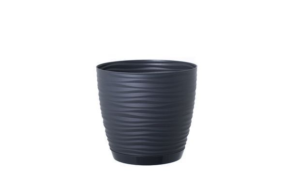 Горщик для квітів Form-Plastic Цукру Петіт круглий з підставкою 2,4 л 17 х 15 см, Колір Кава-Латте