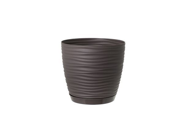 Горщик для квітів Form-Plastic Цукру Петіт круглий з підставкою 2,4 л 17 х 15 см, Колір Кава-Латте