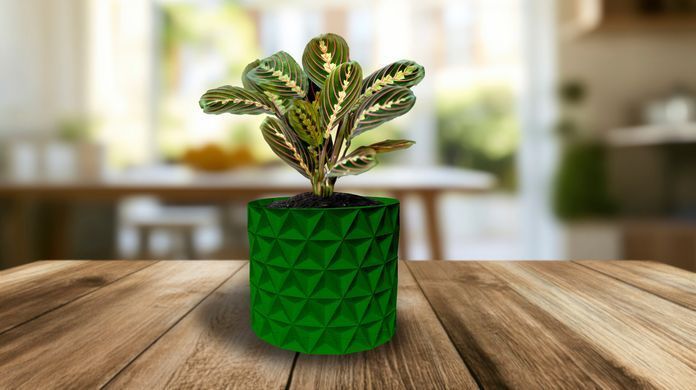 Квітковий горщик 3d, Trigrix , круглий 12 x 11 cm, Колір Зелений