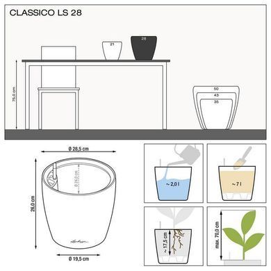 Умный горшок Lechuza Classico Premium LS 28 круглый 7 л 29 x 26 см, Цвет Металик