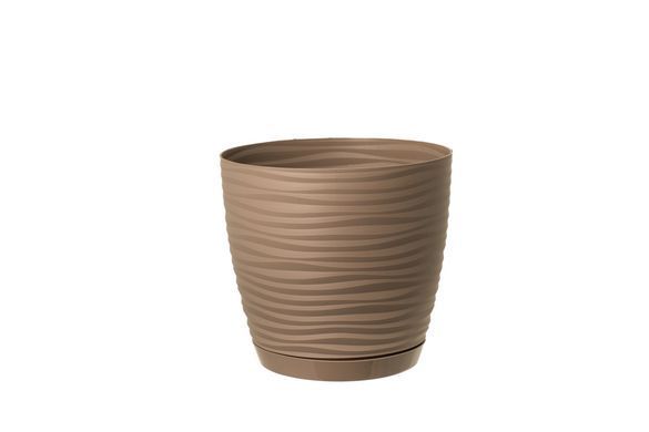 Горщик для квітів Form-Plastic Цукру Петіт круглий з підставкою 3,35 л 19 х 17 см, Колір Кава Латте