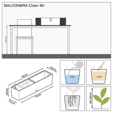 Розумний горщик Lechuza Balconera Color 80 прямокутний 12 л 19 x 79 x 19 см, Колір Білий