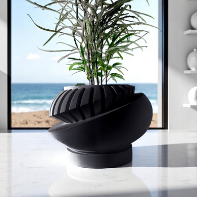 Квітковий горщик 3d Planet круглий 20 x 12 cm, Колір Negru