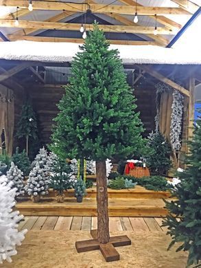Ялинка SGH Traditional реалістична лита з дерев'яним стовбуром 3 м зелена