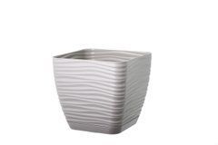 Горшок для цветов Form-Plastic Сахара Петит Квадрат с подставкой 0,8 л 1 1 х 10 см, Цвет Светло-Серый