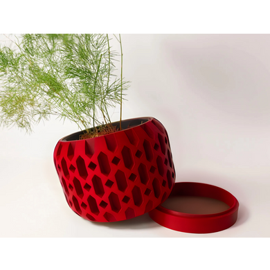 Квітковий горщик 3d Geolux Premium круглий 13.5 x 10 cm, Колір Червоний